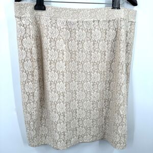 Cato Pencil Skirt 18W 20W Beige Lace Bodycon Fitted Pull On BOHO Festival